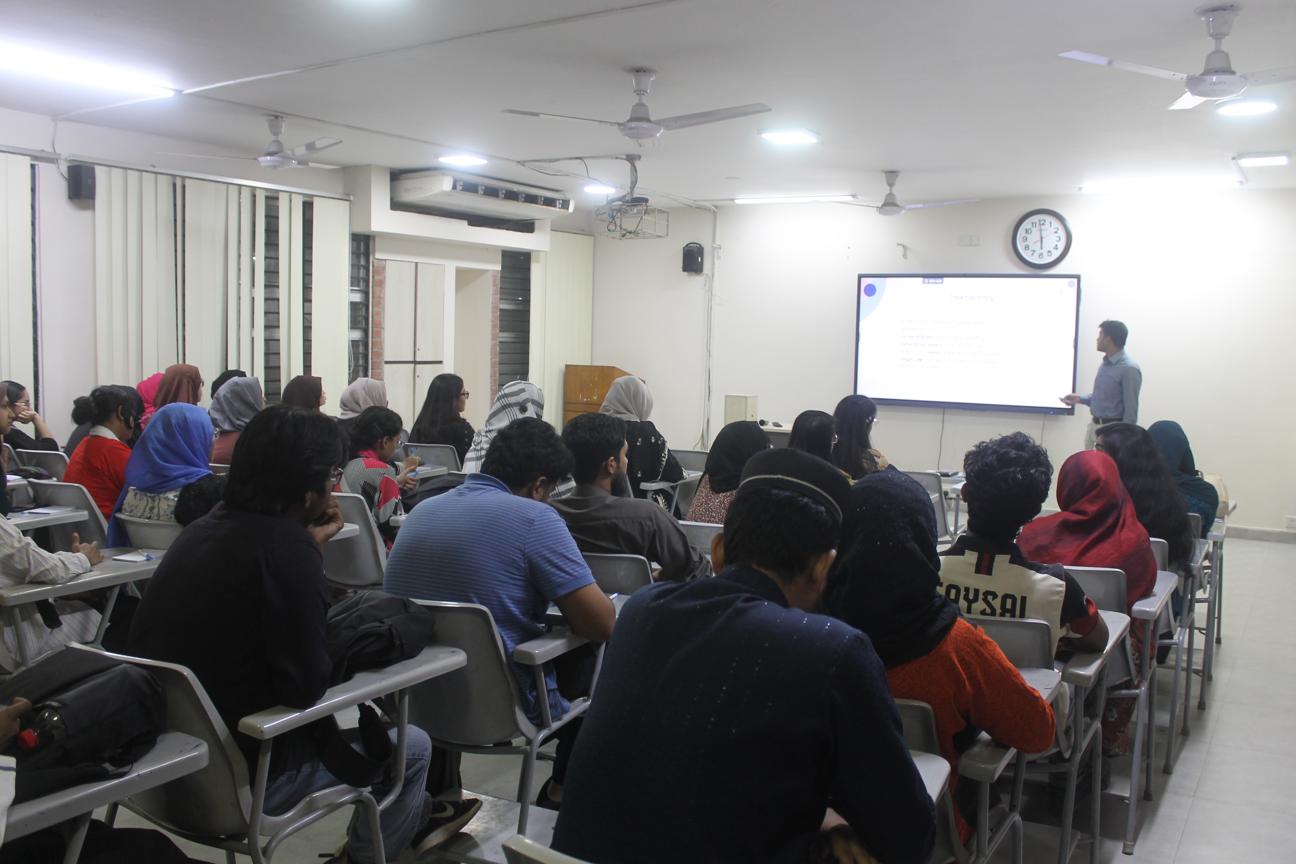 Students participating in the debate workshop