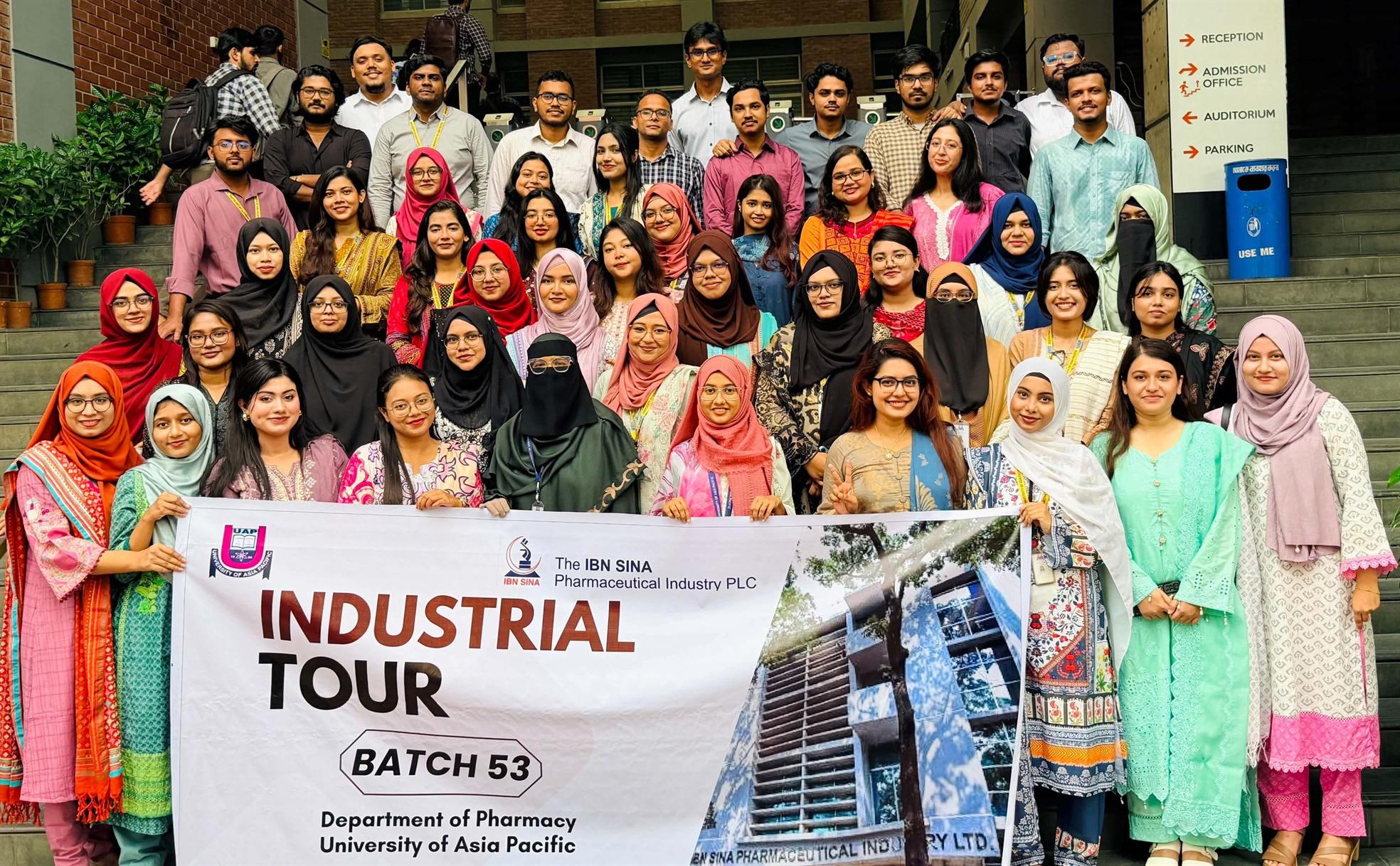 UAP students touring the manufacturing facilities at Ibn Sina Pharmaceuticals